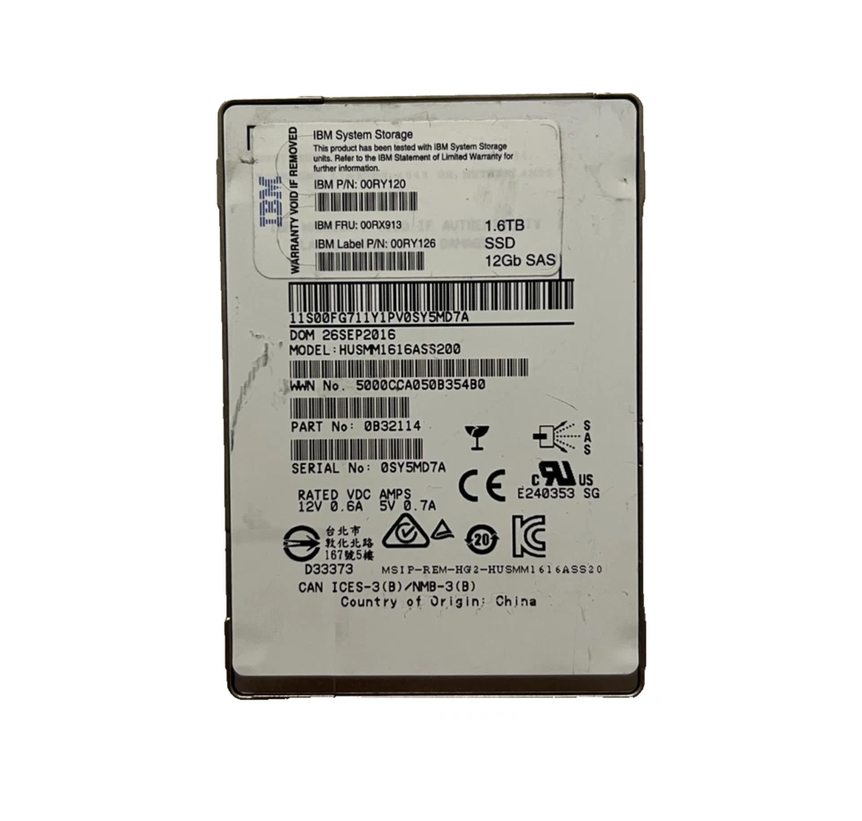 1.6TB SSD SAS 12Gbps HGST Write Intensive Enterprise SSD - SSD1600MM - Image 1 of 3