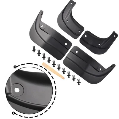 Wheel Fender Car Wheel Mud Flaps TPE 4 Pc 4x Accessories Black Mudflaps - Image 1 of 4