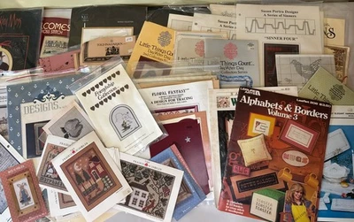 Mixed Lot of 90 Vintage 1970’s-90’s Cross Stitch Kits Booklets Flyers Patterns - Image 1 of 4