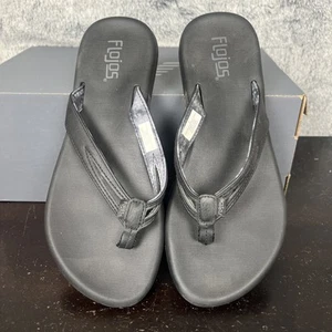 FLOJOS Mens Flip Flops Size 8 Black Memory Foam Sandals Flip Flops Black Shoes - Picture 1 of 4