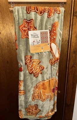 Winnie The Pooh Sugar Cookie Gingerbread Christmas Throw Plush Blanket 50x70 NWT - Image 1 of 4
