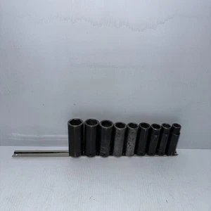 Snap On 9pc 1/2" Drive 6-Point Deep SAE Impact Socket Set 1/2"-1" 309SIMYA - Picture 1 of 10