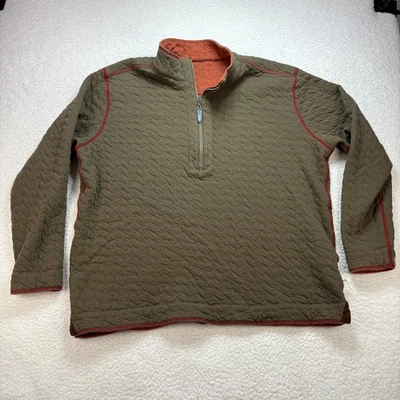 Tommy Bahama Para Hombre 2XL Chaqueta Acolchada Reversible Media Cremallera Pullover Oliva/Naranja Foto 1 de 4