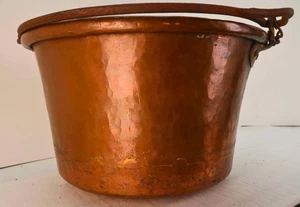Antique 1800s American Copper Bucket Pail Hand Hammered w Wrought Iron Handles - Picture 1 of 11