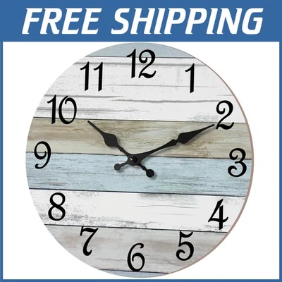 Silent 16" Coastal Wall Clock Blue - Image 1 of 4