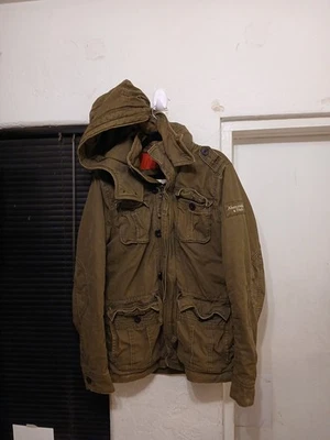 Chaqueta Abercrombie & Fitch Acolchada Hombre Grande Verde Militar Campo Parka Utilidad  Foto 1 de 4