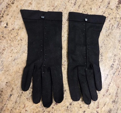 Vintage Womens Size L/XL 7.5 Black Nylon Formal Stretch Gloves Embroidered Metal - Image 1 of 4