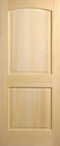 2 PANEL ARCH TOP CLEAR PINE STAIN GRADE SOLID CORE INTERIOR WOOD DOORS - PREHUNG - Picture 1 of 10