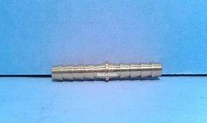 Solid Brass 1/4" Inch Hose ID Barb Coupler Mender Splicer Air Fuel Liquid Water - Foto 1 di 4