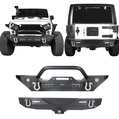Black Steel Front Bumper or Rear Bumper w/D-ring for Jeep Wrangler JK 2007-2018 - Image 1 of 4