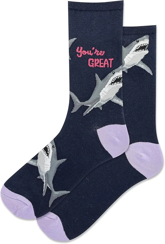 Hot Sox Mujer You'Re Great Calcetines Crew 1 Par, Azul Marino, Zapato Para Mujer 9-11 Foto 1 de 1