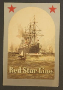 Red Star Line Trade Card 5.5" Antwerp World Exhibition Fair 1894 American Line - Picture 1 of 2