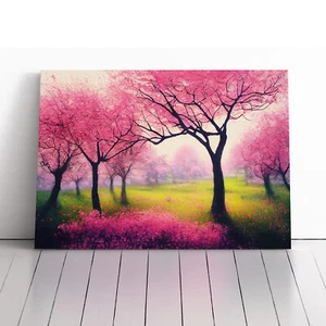 Illuminated Cherry Blossom Trees Canvas Wall Art Print Framed Picture Home Decor - Picture 1 of 5