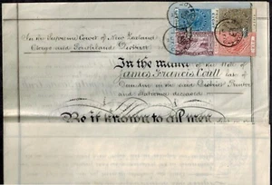 New Zealand QV Postal Fiscals on ORIGINAL DOCUMENT 9d, QV 8S, L6, & L50 - Picture 1 of 2