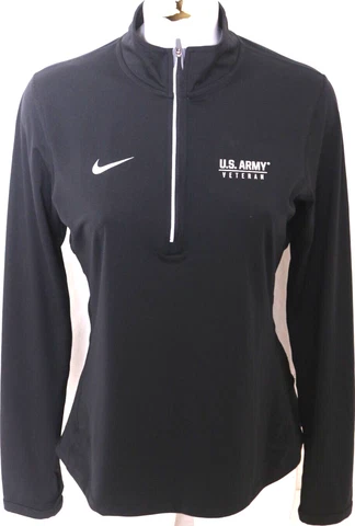 NEW US Army Black Knights Veteran Nike Black 1/4 Zip Pullover Shirt Womens M Cover