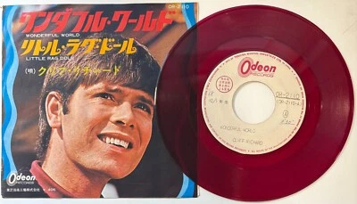 Cliff Richard Wonderful World Japan Red Vinyl Test Press 45 w/ Picture Insert - Image 1 of 4