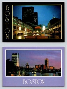 Boston Massachusetts at Night Lot of 2 Postcards - Pre-Barcode - Picture 1 of 2