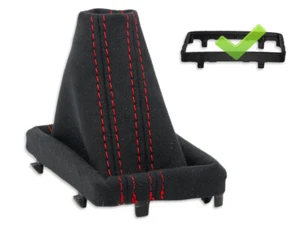 FOR AUDI A6 C7 automatic 11-18 GEAR SHIFT BOOT GAITER ALCANTARA s. RED + FRAME - Picture 1 of 5