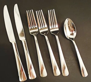 Oneida River lot of 6 pcs dinner Forks knives spoon pretty gloss satin - Picture 1 of 2