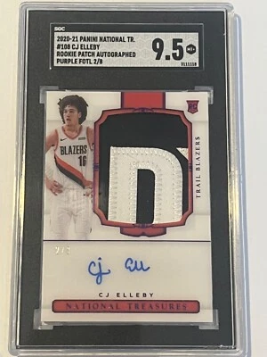 2020-21 Panini National Treasures CJ Elleby Purple FOTL RPA /8 SGC 9.5 Mint+ - Image 1 of 3