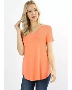 Camiseta Top Keeping It Comfortable manga corta cuello en V en melocotón - Imagen 1 de 1