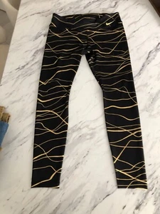 Nike Icon Clash Leggings Yoga Pants Black Gold Sz Women's L Dri-Fit - Picture 1 of 5