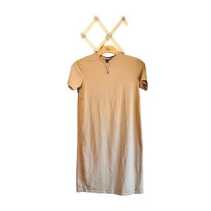 Shein Tan Brown T-Shirt Dress Sexy Side Slit, US Women's S, New 100% Cotton Mini - Picture 1 of 6