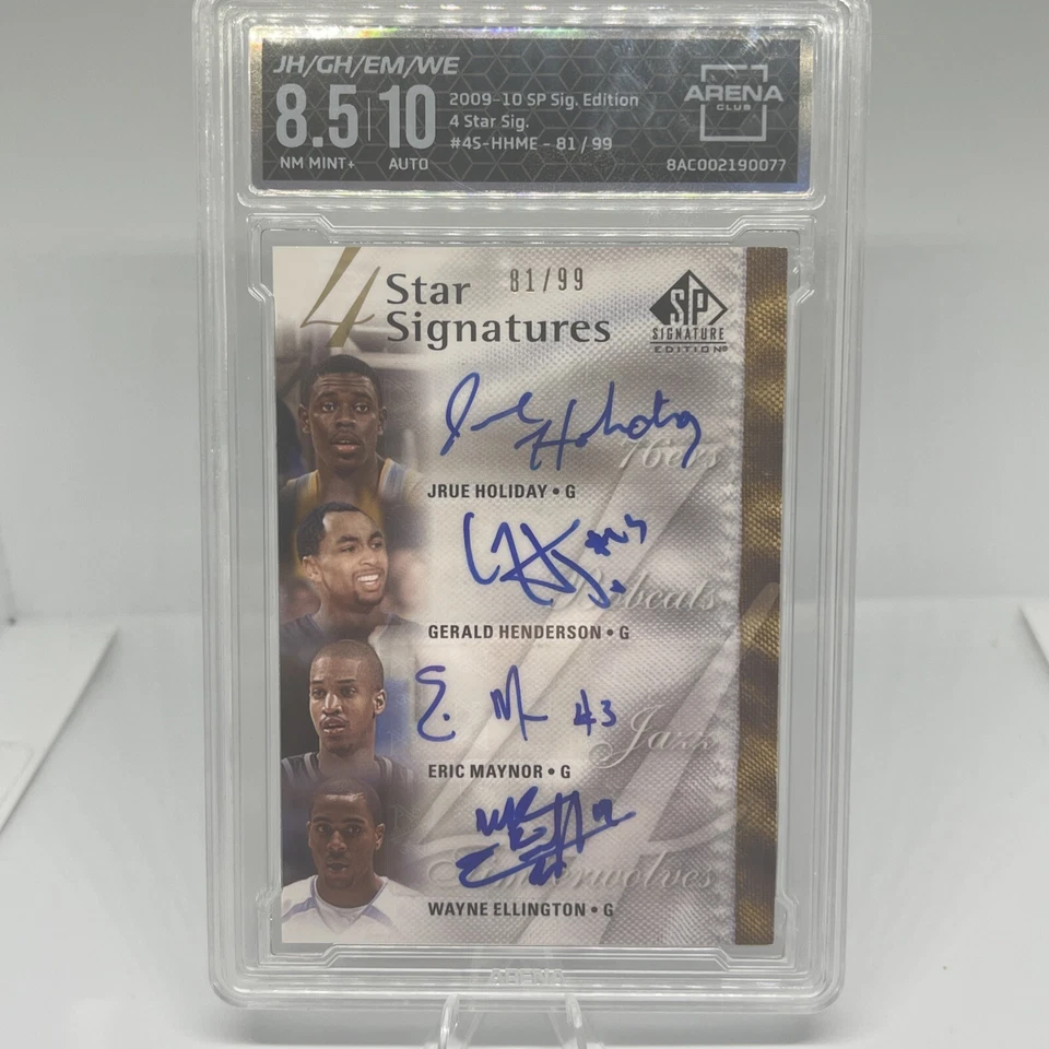 09-10 Sp Sig Edition 4 Star JrueHoliday/G.H/E.M/W.E Graded Arena Club 8.5/10Auto Foto 1 de 1