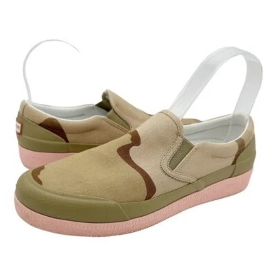 Охотник холст Plimsoll пустыни камуфляж без шнурков кроссовок розовый подошва женщин Sz 6 - Изображение 1 из 4