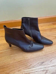 BALLY of Switzerland, Women's Smooth Dark Brown Leather Ankle Booties, US 9.5M - Picture 1 of 14