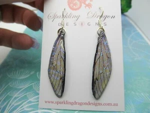 Dark Witch Dragonfly Wing Earrings Handcrafted - Butterfly Shimmer Wing Earrings - Picture 1 of 8