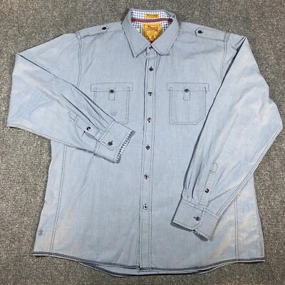 Sovereign Code Button Up Shirt Mens XXL Blue Western Long Sleeve Roll Up   - Image 1 of 4
