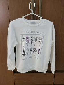 Primark Girl White Sweater Flowers Size 9-10yrs 140cm - Picture 1 of 4