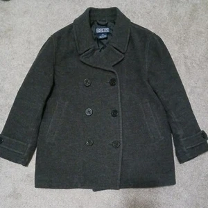 Lands End Short Charcoal Gray Wool Peacoat Womens Size XS - Picture 1 of 6