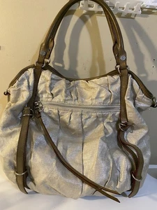 Rare MZ Wallace Pleated Metallic Gold Shoulder Bag Purse Excellent Slouchy Tote - Picture 1 of 8
