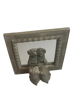 3D Resin Bulldogs Dogs Facing Mirror Vanity Farmhouse Decor 7.5”x 6.57” - Image 1 of 4