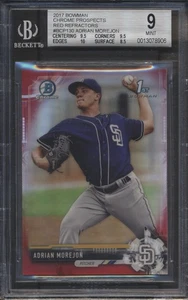 2017 Bowman Chrome Prospects Red Refractors Adrian Morejon #BCP130 BGS 9 - Picture 1 of 2