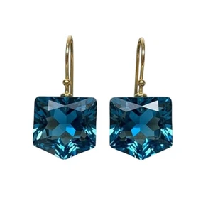 London Blue Topaz Earrings 925 Sterling Silver Cushion Dangle Earrings For Her - Picture 1 of 5