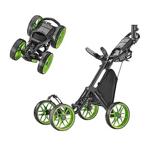  4 Wheel Golf Push Cart - Caddycruiser One Version 8 1-Click Folding Lime - Picture 1 of 7