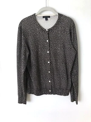 Land's End Women's Polka Dot Classic Cardigan Sweater Crew Neck Size M 10-12 - Image 1 of 4