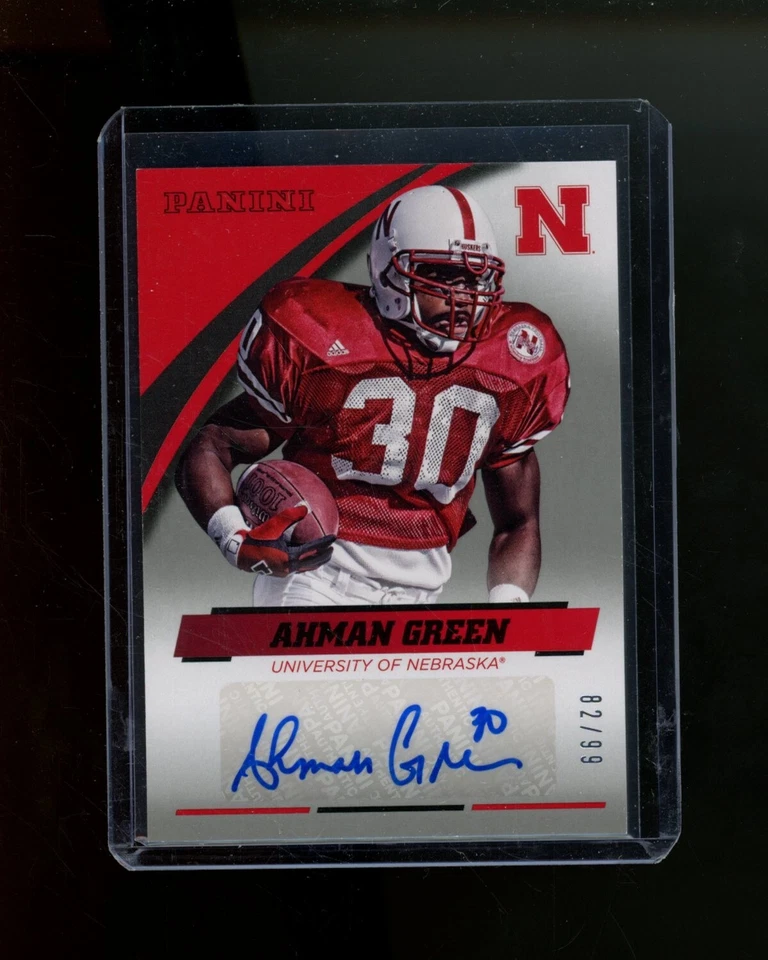 Autógrafo Panini Nebraska 2015 plateado Ahman Green #'d/99 Auto Huskers Foto 1 de 1