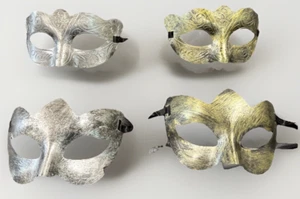 VTG Lot 4 Phoenician Masquerade Cat Eye Masks Gold Bronze Silver Tone Halloween - Picture 1 of 18