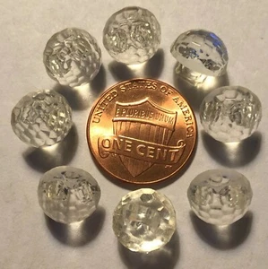 8 Small Domed Translucent Faceted Plastic Shank Buttons Just Over 3/8" 10mm 9665 - Picture 1 of 1