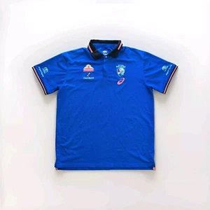 Men's Asics Western Bulldogs Media Polo Shirt AFL F.F.C Size 3XL Pink Logo - Picture 1 of 11