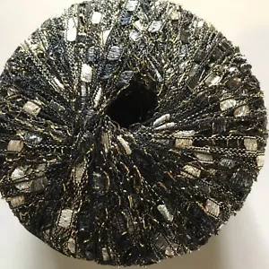 Socialite Glitz Ladder Ribbon Yarn Dark Horse Beautiful #A107 Black White + Gold - Picture 1 of 5