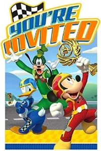Mickey Mouse Roadsters Disney Kids Birthday Party Invitations w/Envelopes - Picture 1 of 1