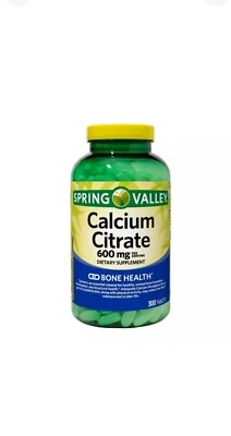 NEW Spring Valley Calcium Citrate Dietary Supplement, 600 mg, 300 count Ex:11/26 - Image 1 of 3