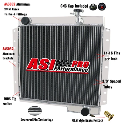 Radiador de aluminio de 4 filas para Toyota Land Cruiser 1970-1980 1976 4,6 L 3,9 L l6 gasolina Foto 1 de 4