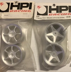 Vintage HPI Touring Car Wheels RS4 Pro 5 Spoke And 5 Star Chrome Sliver Rc Lot - Picture 1 of 5