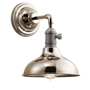 Lampada da Parete Acciaio Ottone H 24,6 CM Corridoio Treppenlampe 1 Fiamma - Foto 1 di 1